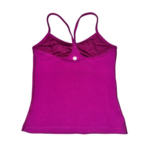 Lululemon Power Y Tank Top Women's Size 6 Regal Plum Fuchsia Luon Shelf Bra - Picture 2 of 4